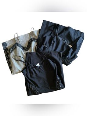 3 Black Party Dress Vintage Mini  Bodycon Goth Romantic Dresses Lot Small Y2K